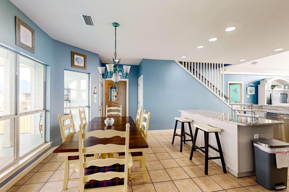 Two-story dog-friendly home with partial ocean views decks private washer dryer House in Dauphin Island