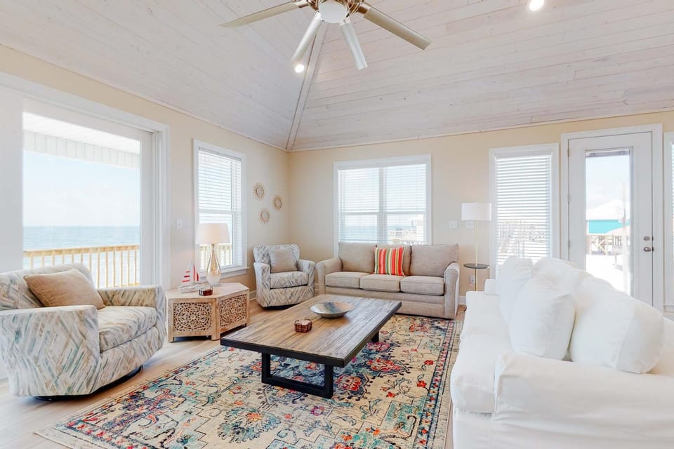 Beautiful beach house with Gulf views covered deck central AC and free WiFi House in Dauphin Island