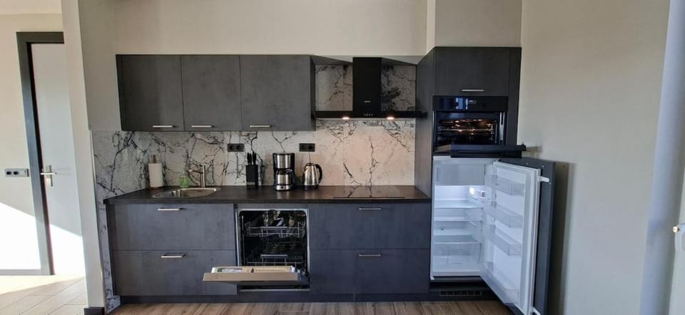 Coffee/tea facilities, Kitchen or kitchenette, dishwasher, oven, stove