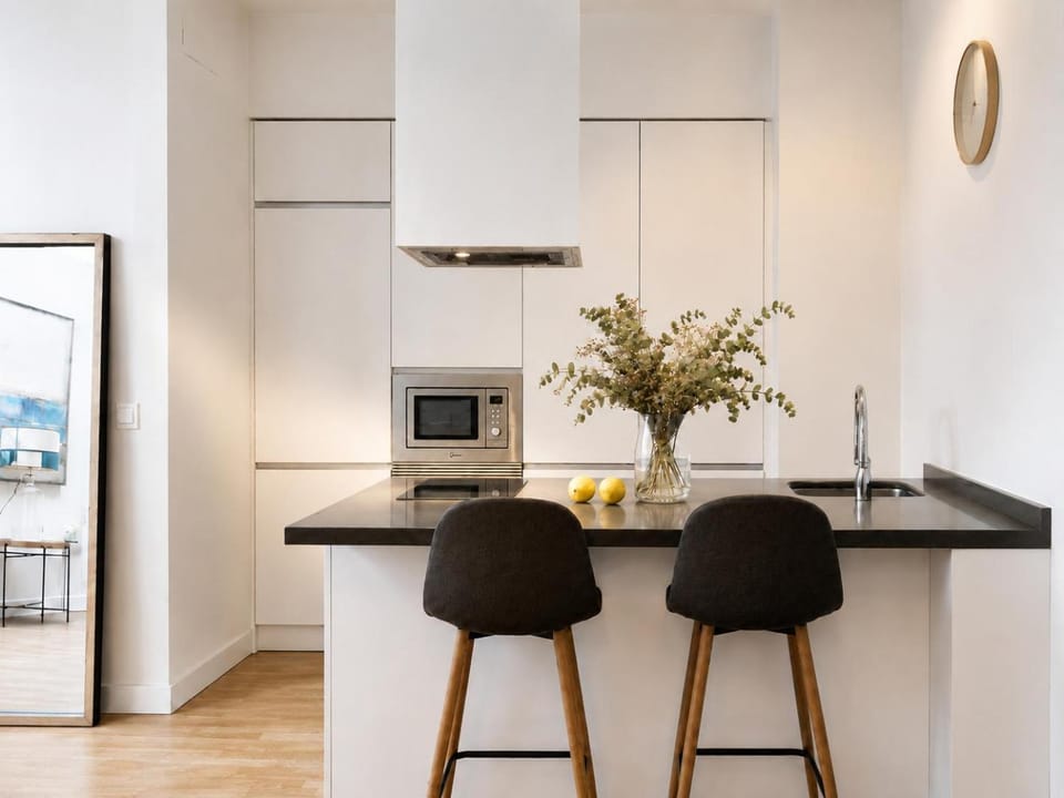 Dining area, dishwasher, microwave, oven, toaster, washing machine, kitchen