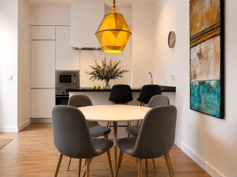 Dining area, dishwasher, microwave, oven, toaster, kitchen