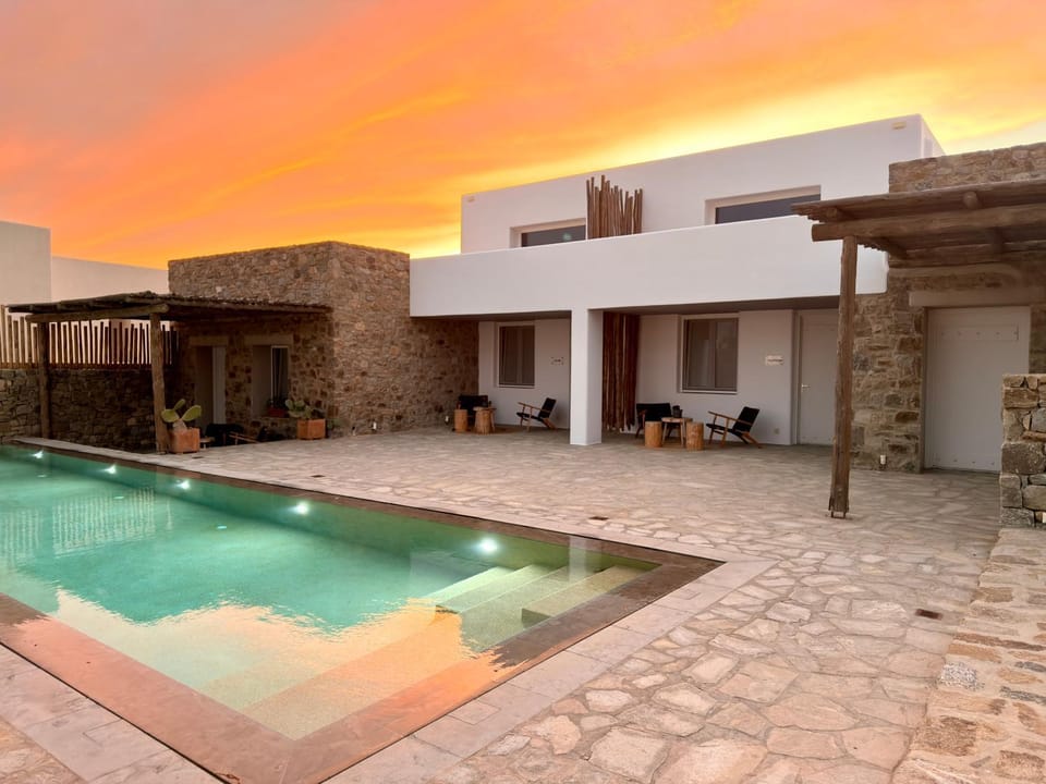 Property building, Swimming pool, Sunset