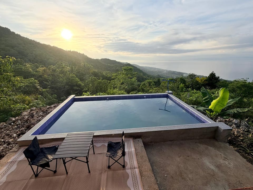 Pool view, Sunset