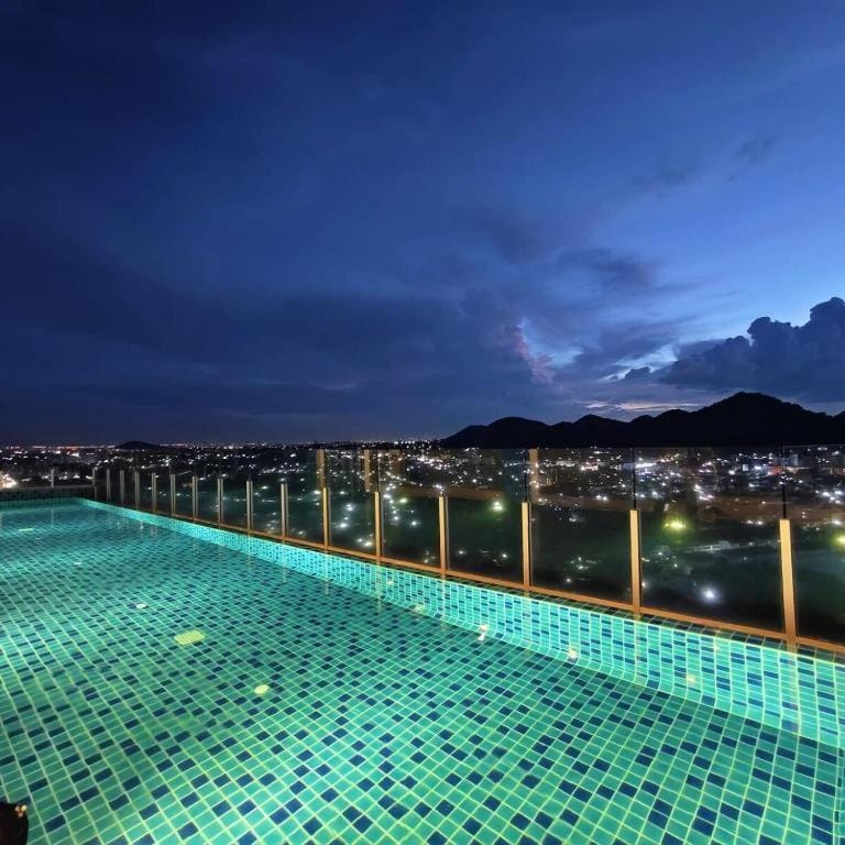 Night, Natural landscape, Mountain view, Pool view, Swimming pool
