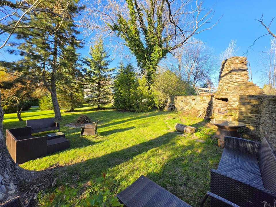 Garden, fireplace