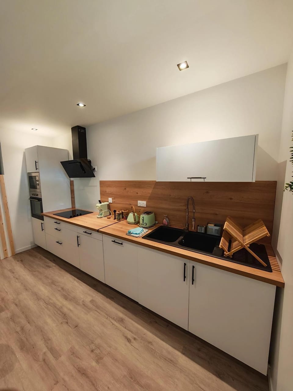 Kitchen or kitchenette, oven, stove