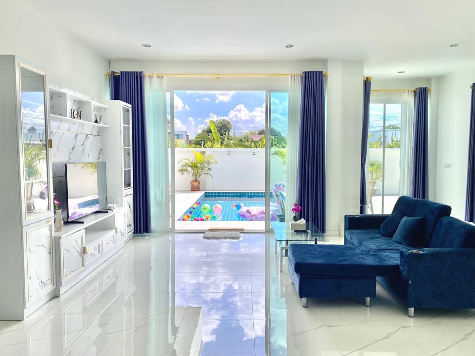 Living room, Seating area, Pool view, Swimming pool