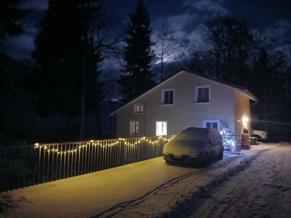 Property building, Night, Winter, Parking