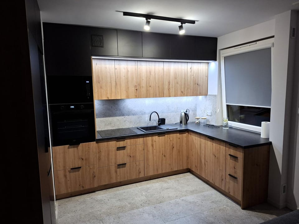 Kitchen or kitchenette, stove