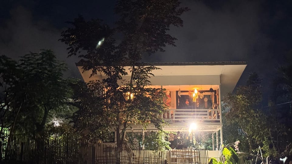 Property building, Night, Garden, Balcony/Terrace