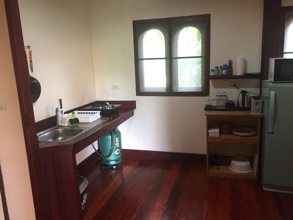 Kitchen or kitchenette, minibar, stove