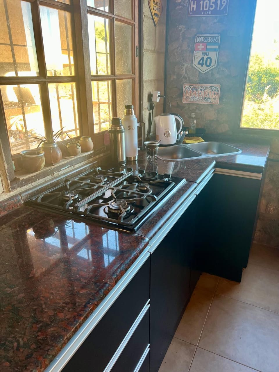 Kitchen or kitchenette, stove