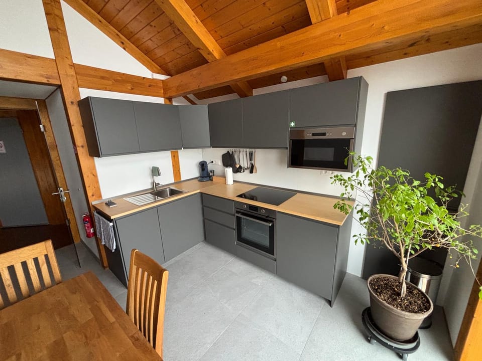 Kitchen or kitchenette, stove, kitchen