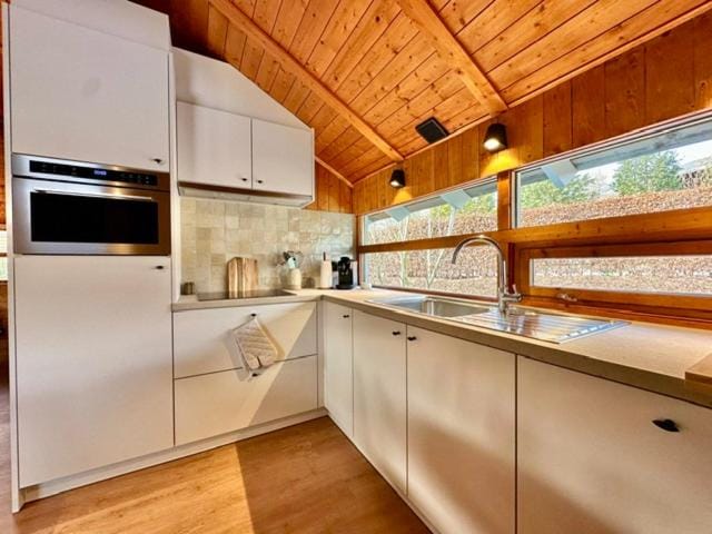 Kitchen or kitchenette, dishwasher, oven, stove