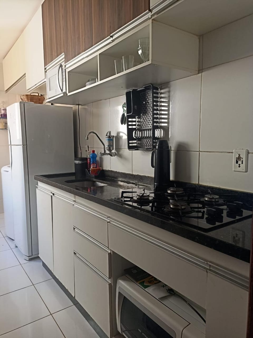Kitchen or kitchenette, stove