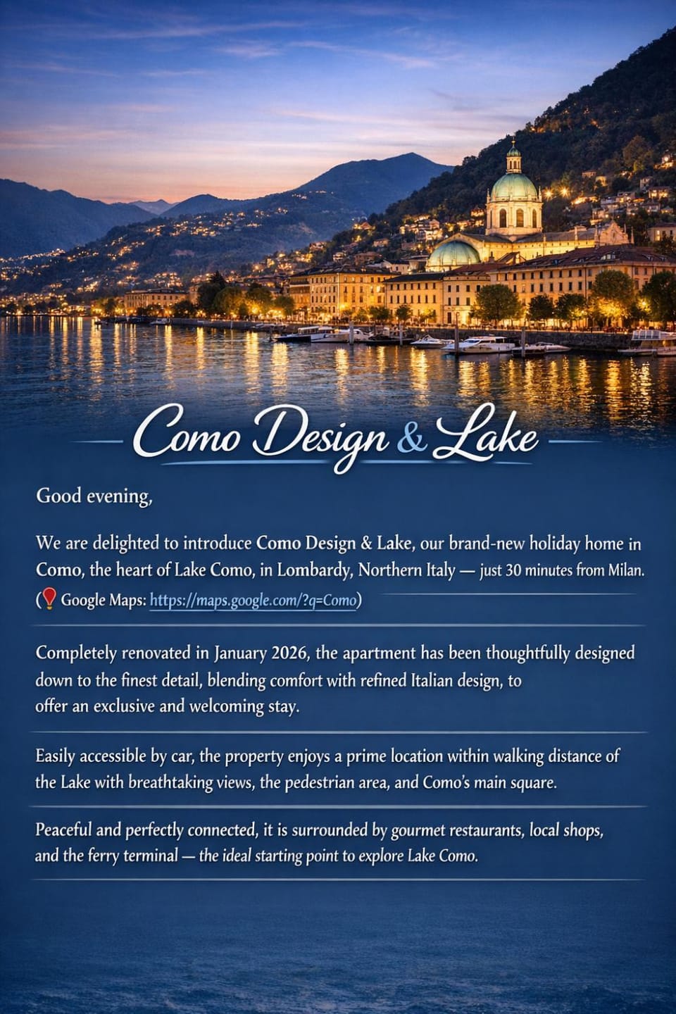 Text overlay, City view, Lake view