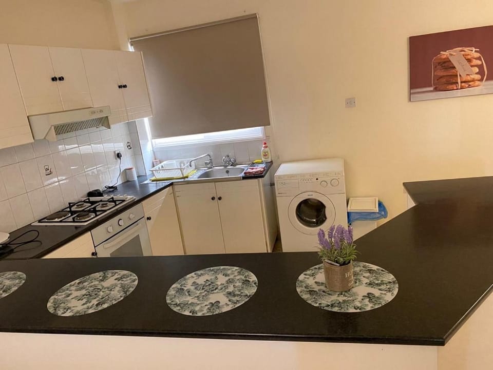 Kitchen or kitchenette, stove, washing machine, kitchen