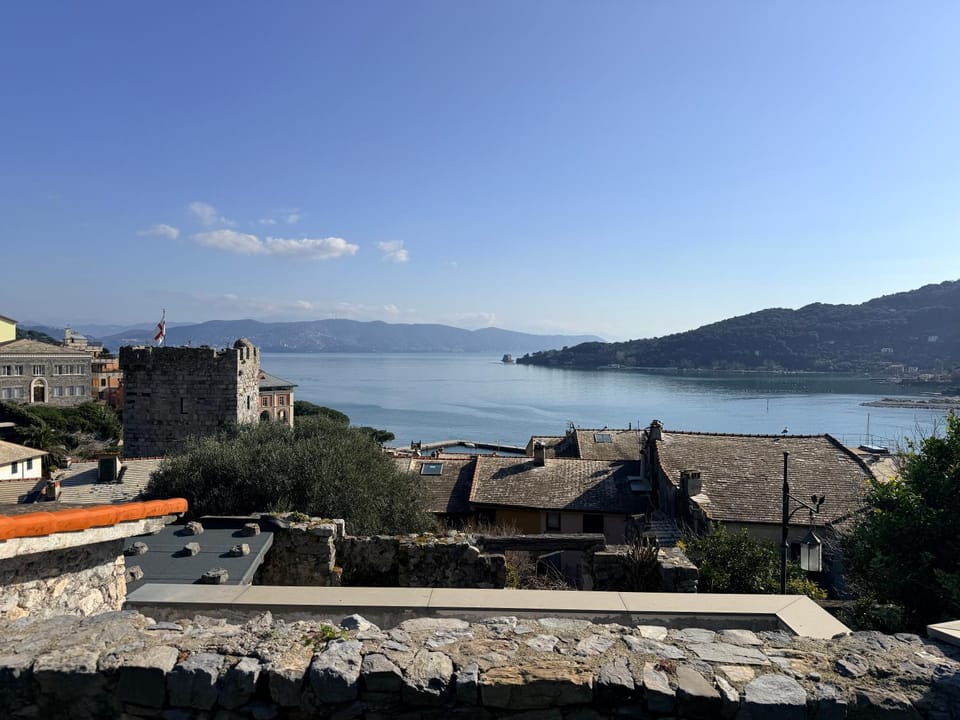 Stone Villas Within Portovenere Ancient Castle Walls Surrounded by a Lush Garden with Stunning Sea Village and Palmaria Views Sunlit All Day Villa in Porto Venere