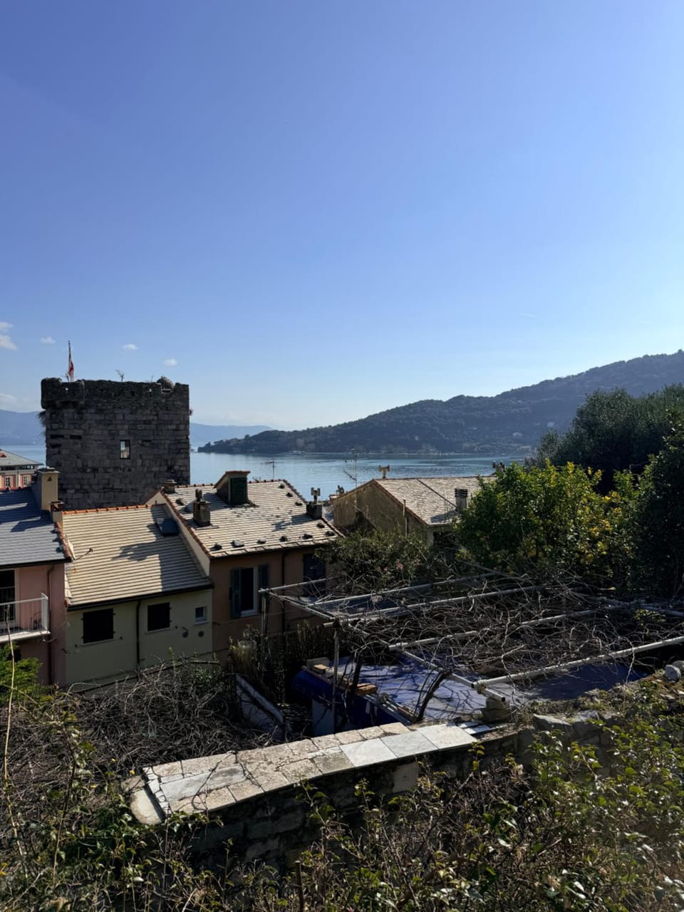 Stone Villas Within Portovenere Ancient Castle Walls Surrounded by a Lush Garden with Stunning Sea Village and Palmaria Views Sunlit All Day Villa in Porto Venere