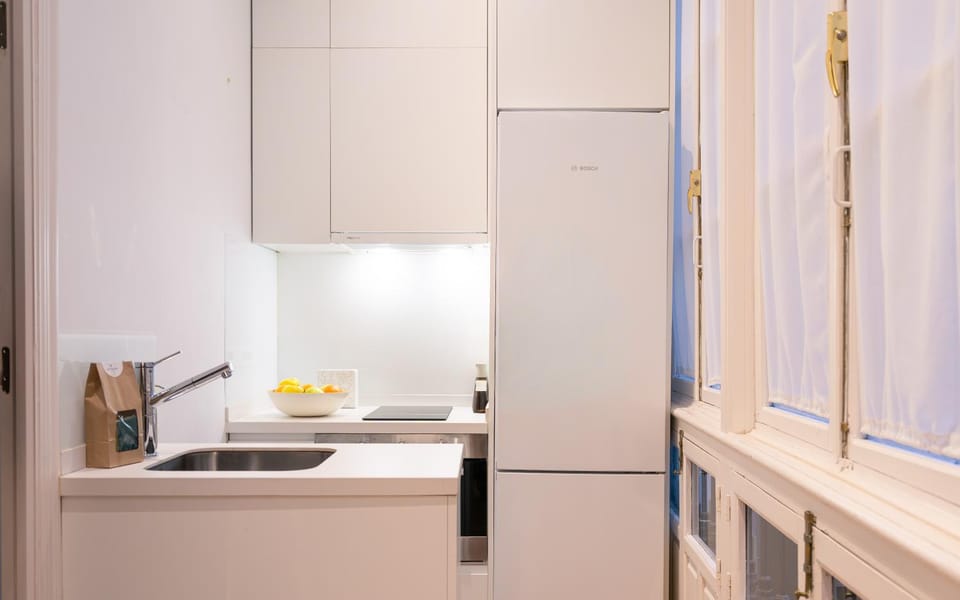 Kitchen or kitchenette, stove