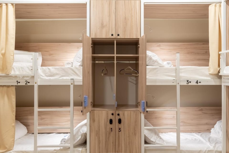 Bed, bunk bed, locker, locker, wardrobe