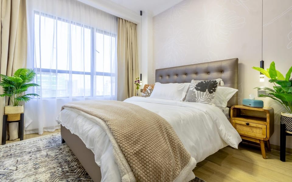 Bed, Photo of the whole room, Bedroom, Sunrise, flat iron