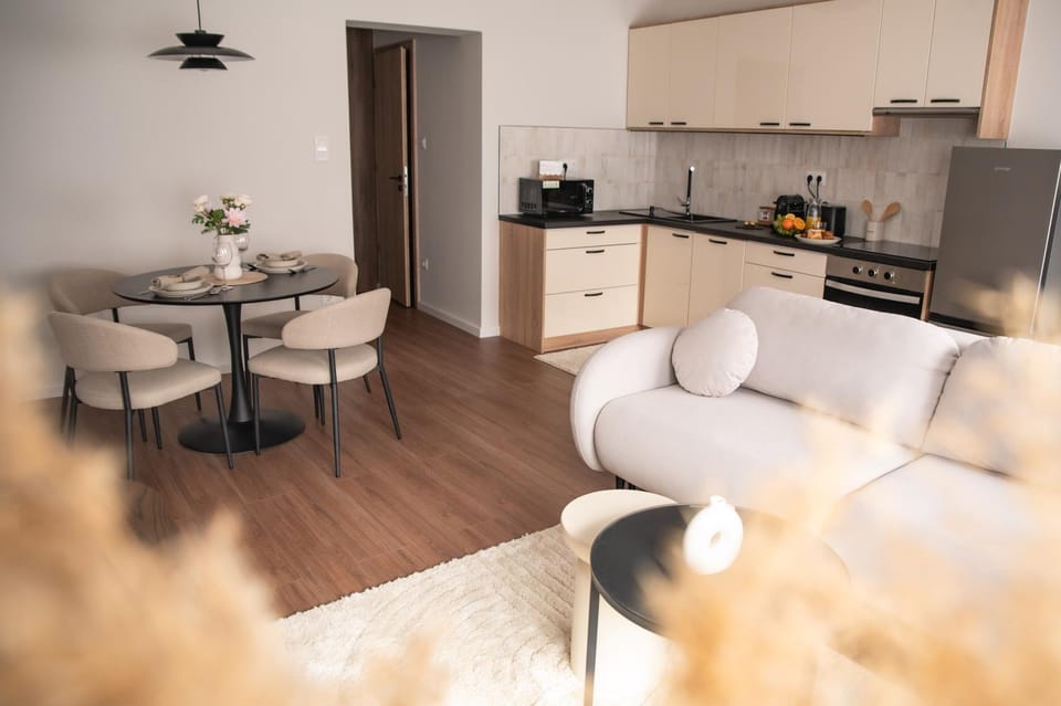 Coffee/tea facilities, Kitchen or kitchenette, Living room, Dining area, stove