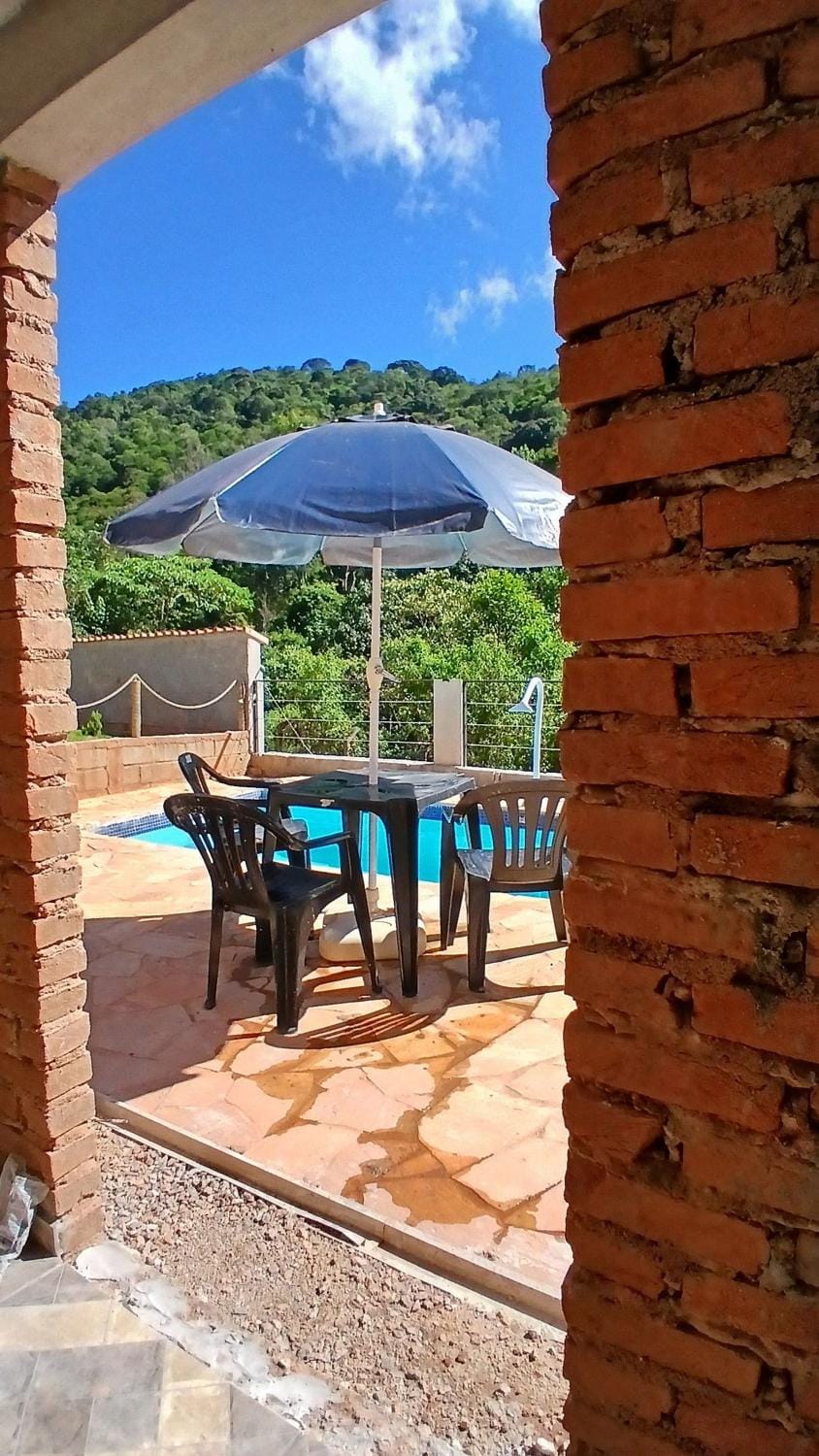 Day, Natural landscape, View (from property/room), Balcony/Terrace, Dining area, Mountain view, Pool view, Swimming pool