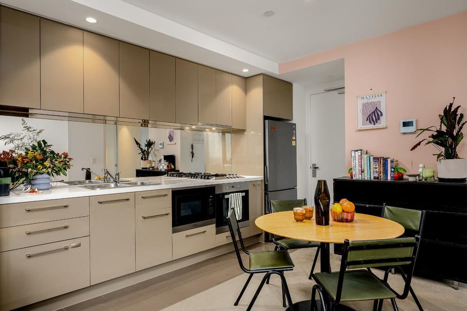 Dining area, dishwasher, oven, stove, kitchen