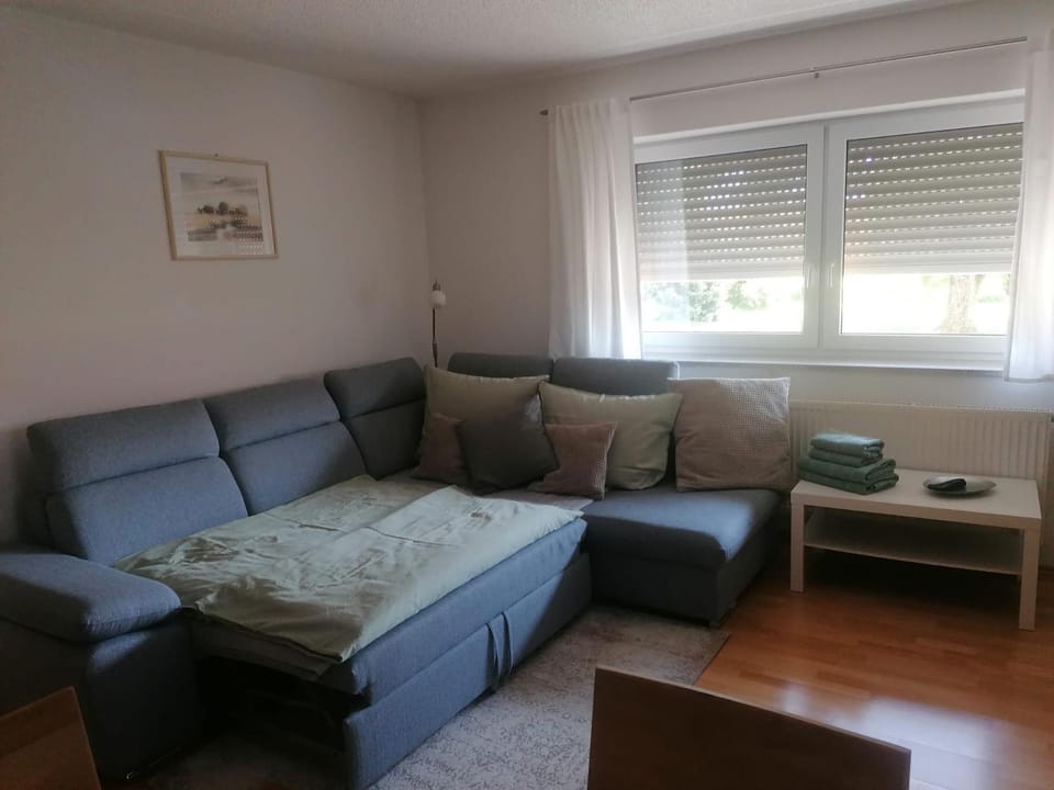 Bed, Living room, Seating area