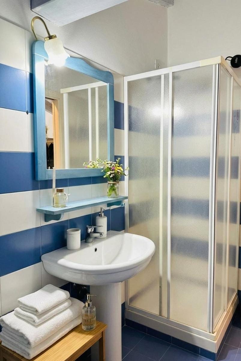 Shower, Bathroom, hair dryier, towels
