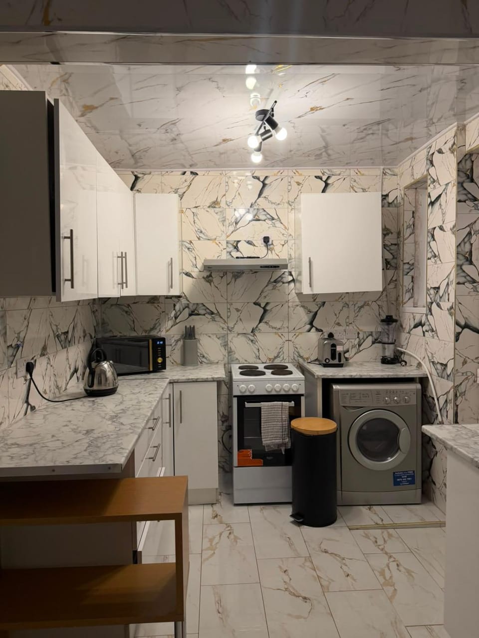 microwave, stove, washing machine, kitchen