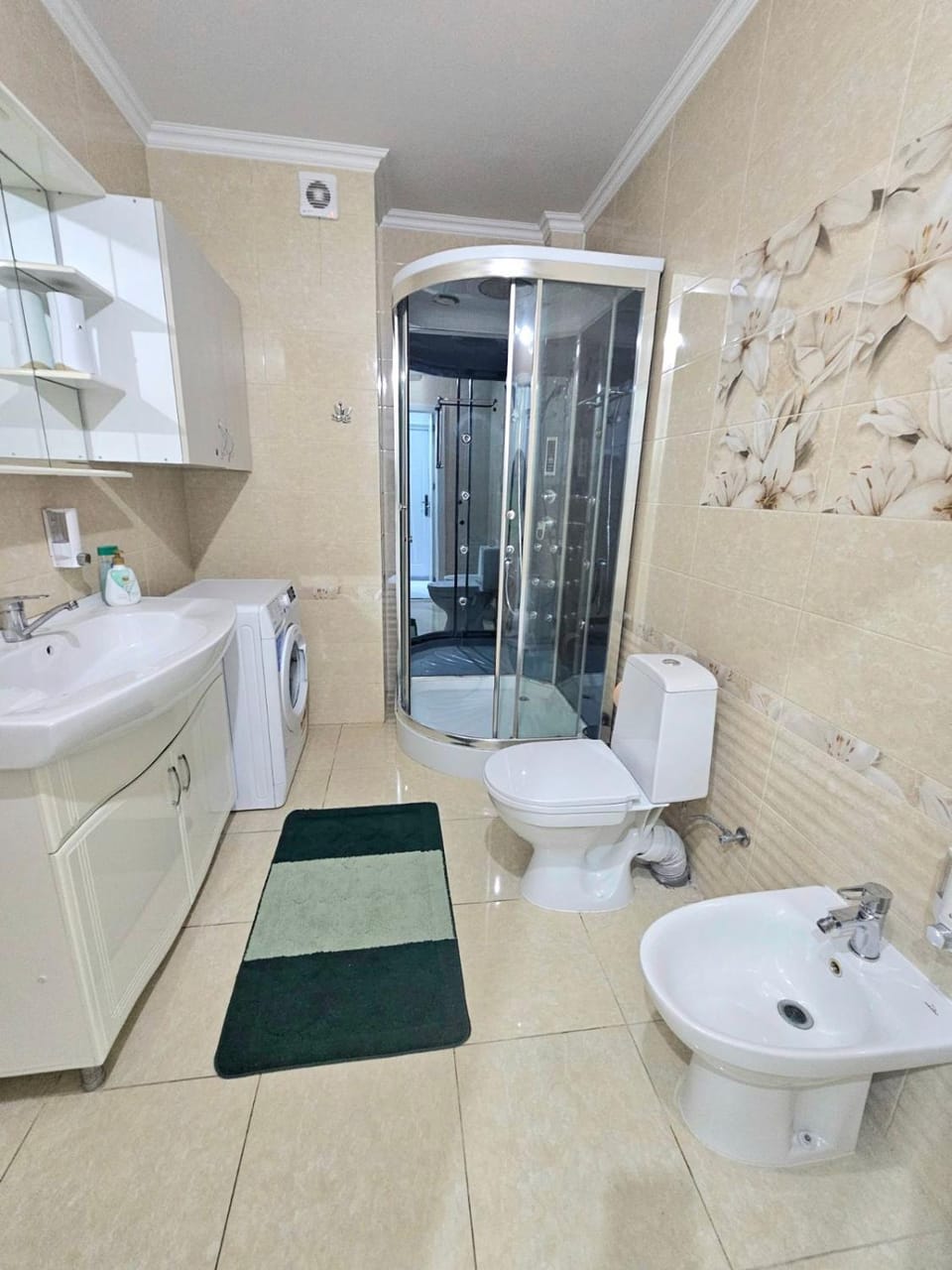 Shower, Toilet, bidet, washing machine