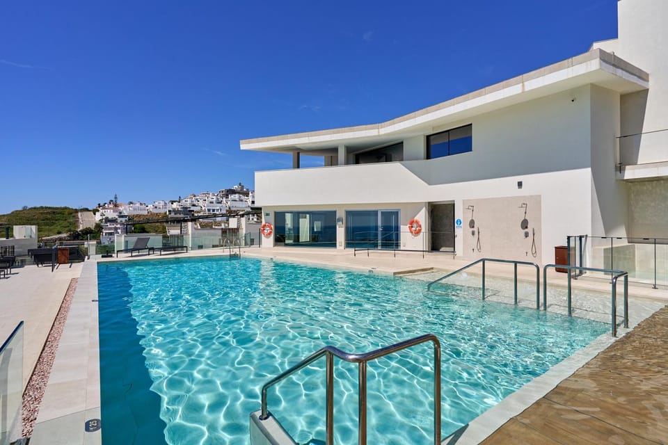 Property building, Living room, Swimming pool