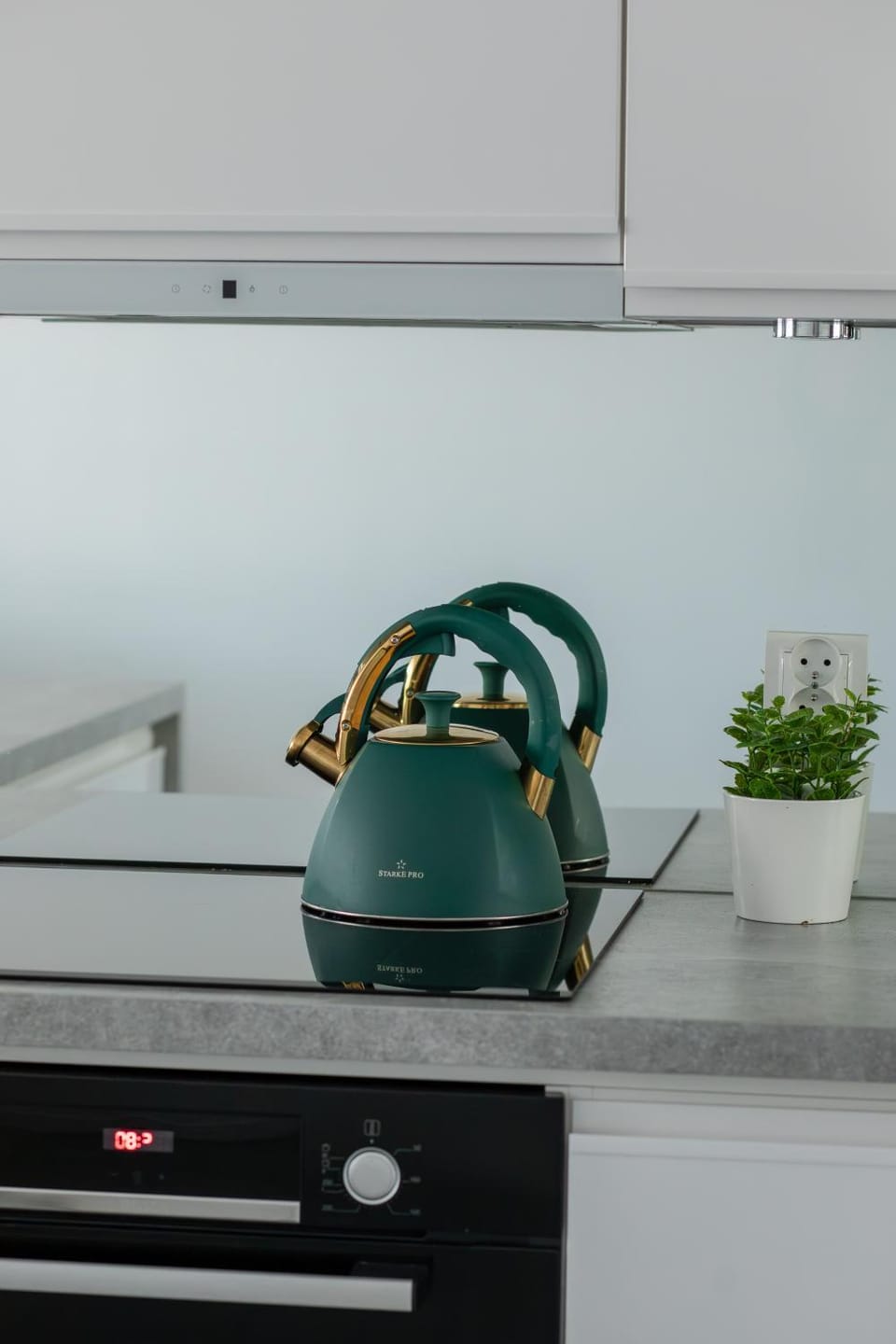 Kitchen or kitchenette, stove