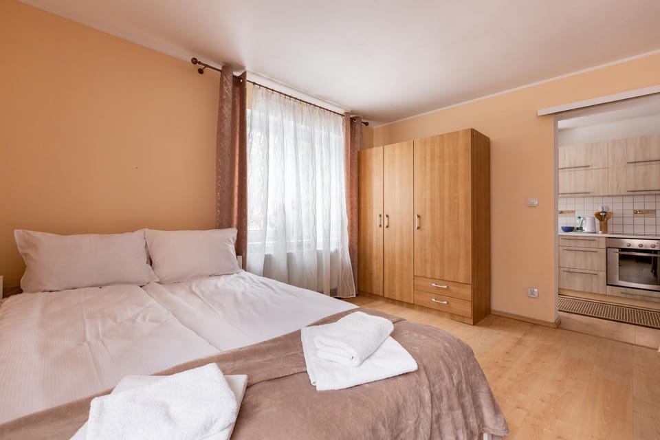 Bed, Photo of the whole room, Bedroom, towels, wardrobe