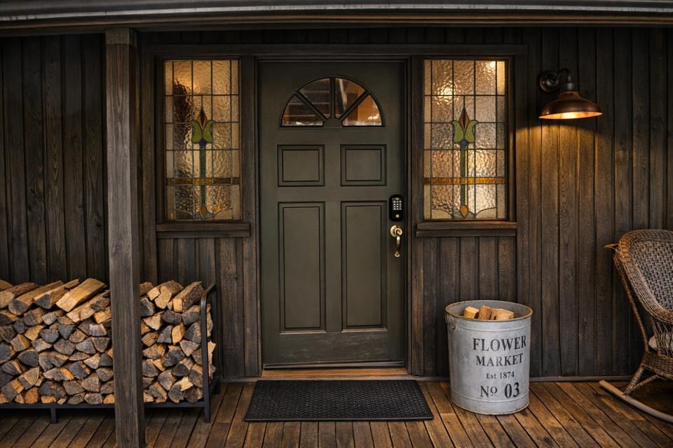Facade/entrance, Day, fireplace