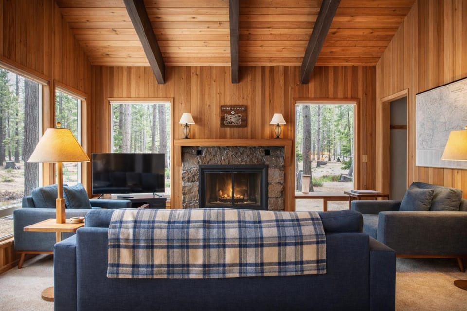 Day, Natural landscape, TV and multimedia, Living room, Seating area, fireplace, furniture