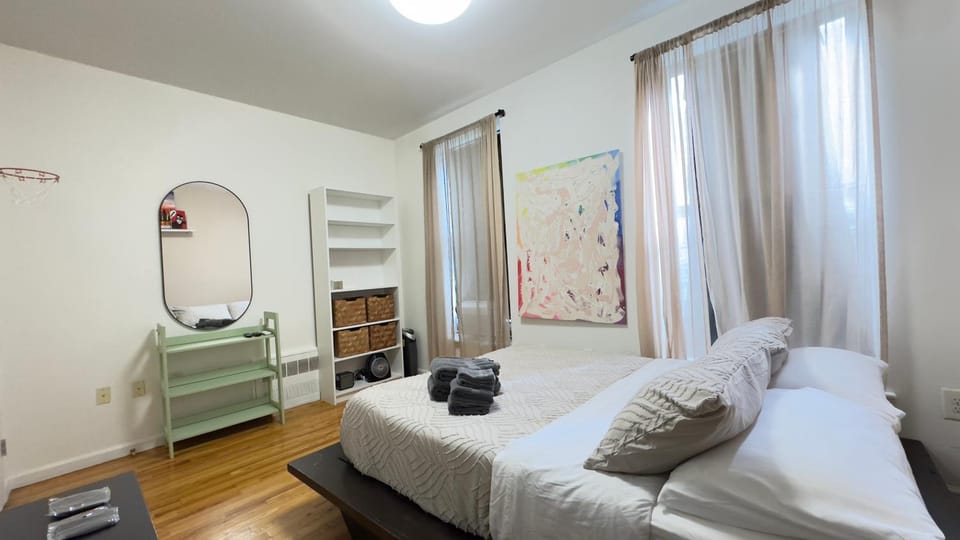 Bed, Photo of the whole room, Bedroom, towels, wardrobe