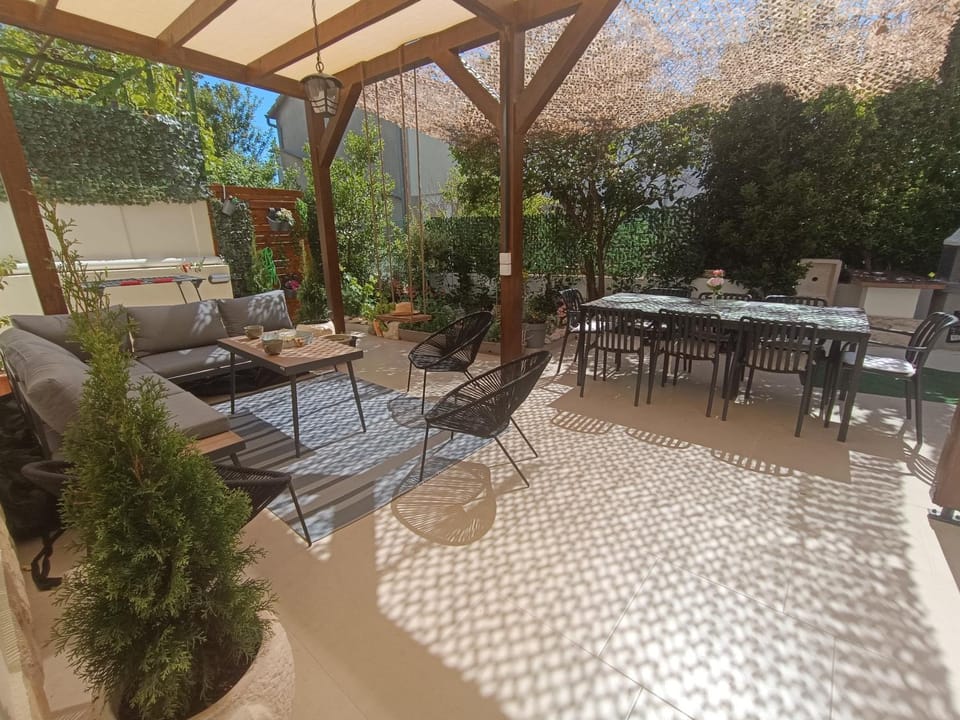 Natural landscape, Garden, Seating area, Garden view