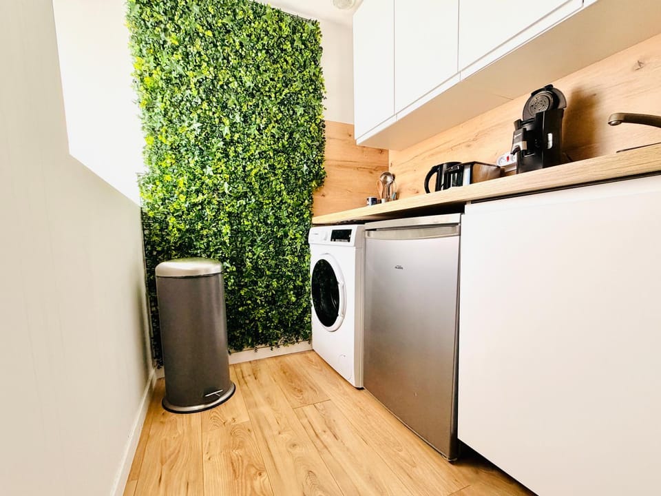 Kitchen or kitchenette, dishwasher, washing machine