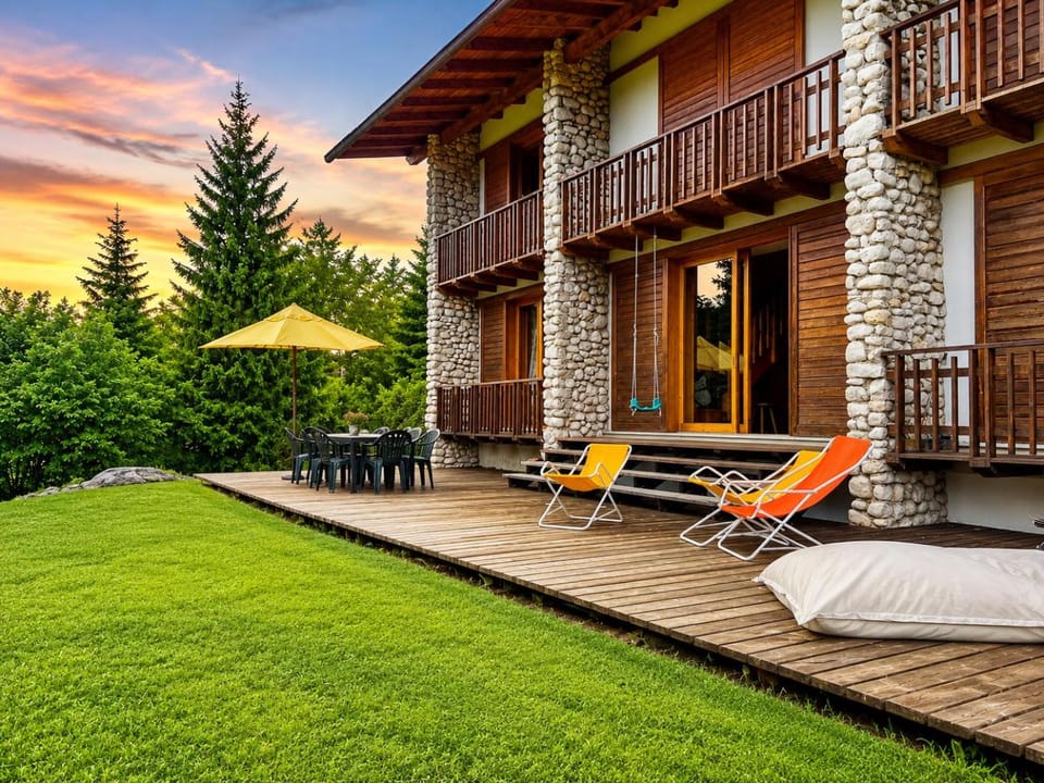Property building, Day, Natural landscape, Garden, View (from property/room), Balcony/Terrace, Garden view, sunbed