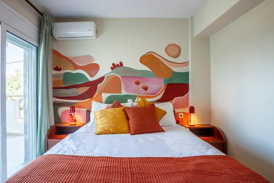 Bed, Bedroom, Sunset, air conditioner