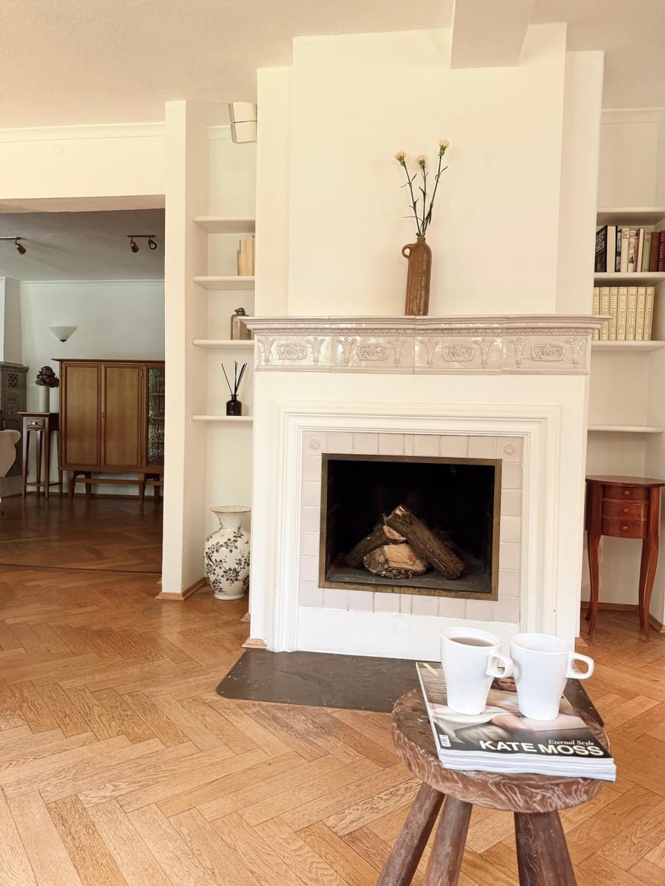 Living room, fireplace