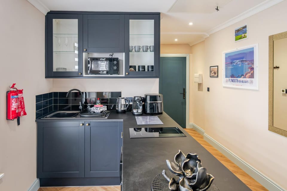 Kitchen or kitchenette, stove