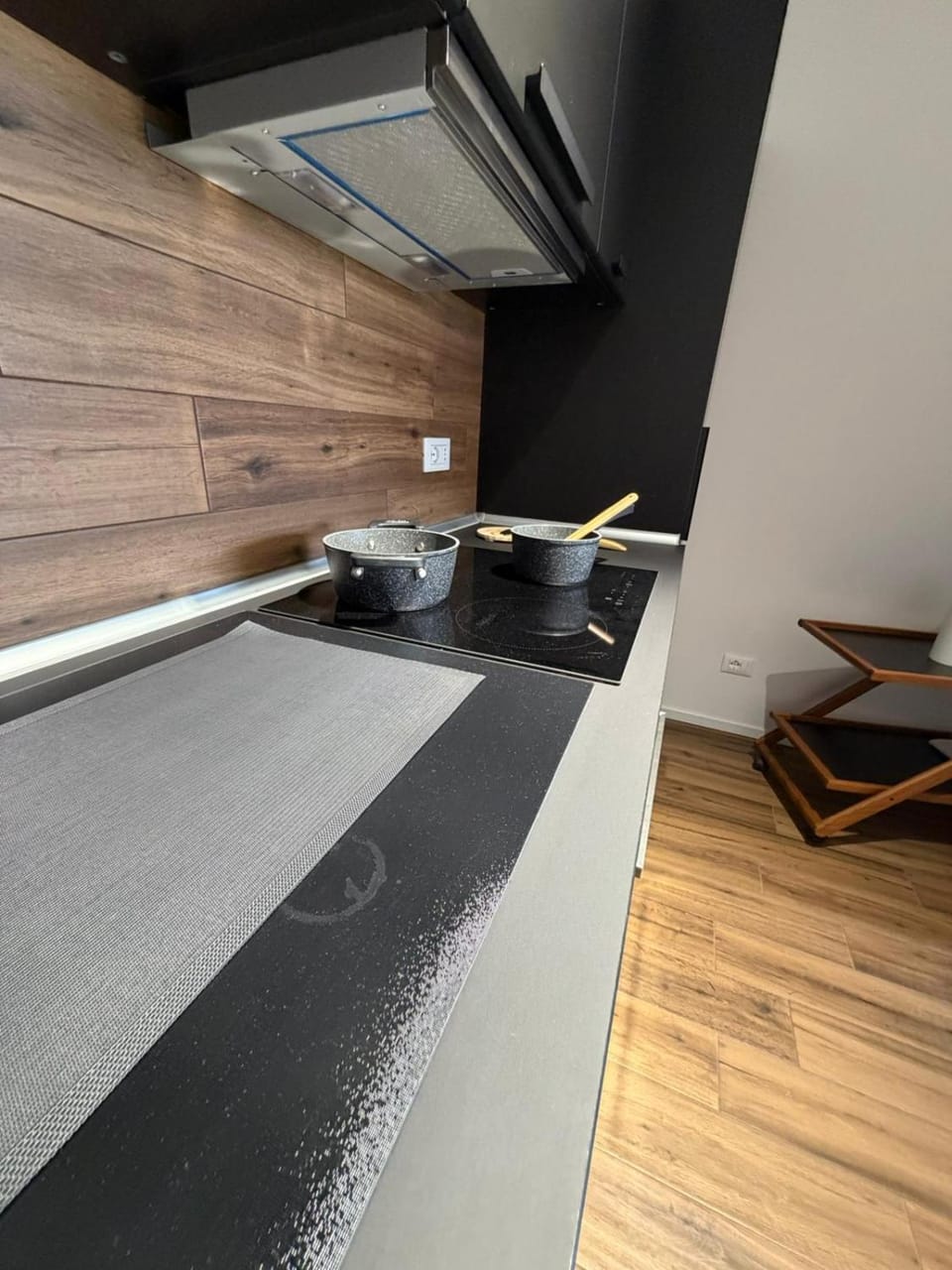 Kitchen or kitchenette, stove