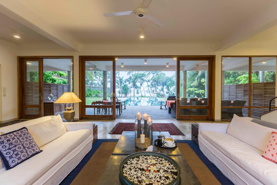 Living room, Seating area, Garden view