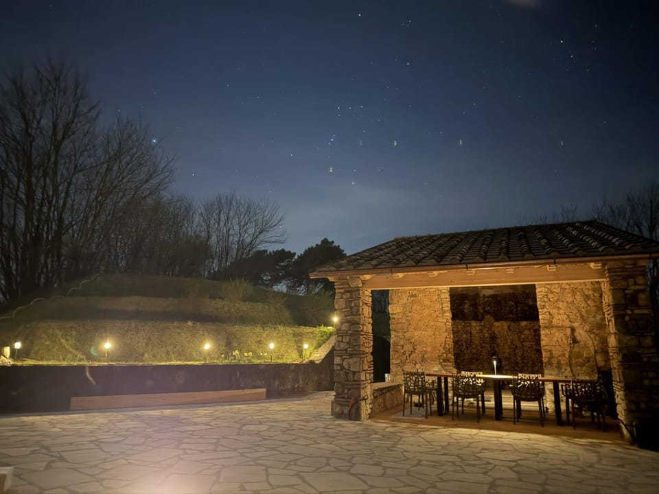 Property building, Night, Balcony/Terrace, Seating area, Dining area