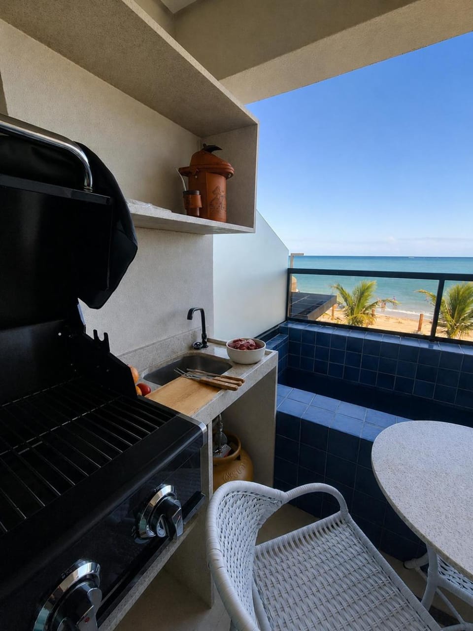 Patio, Day, Natural landscape, BBQ facilities, View (from property/room), Sea view