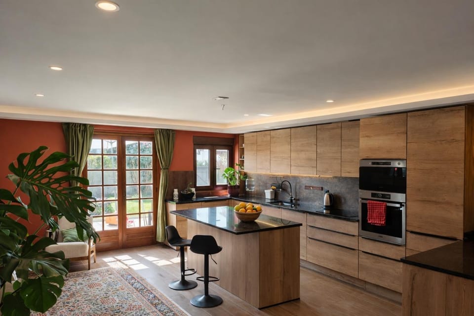 Kitchen or kitchenette, dishwasher, oven, stove